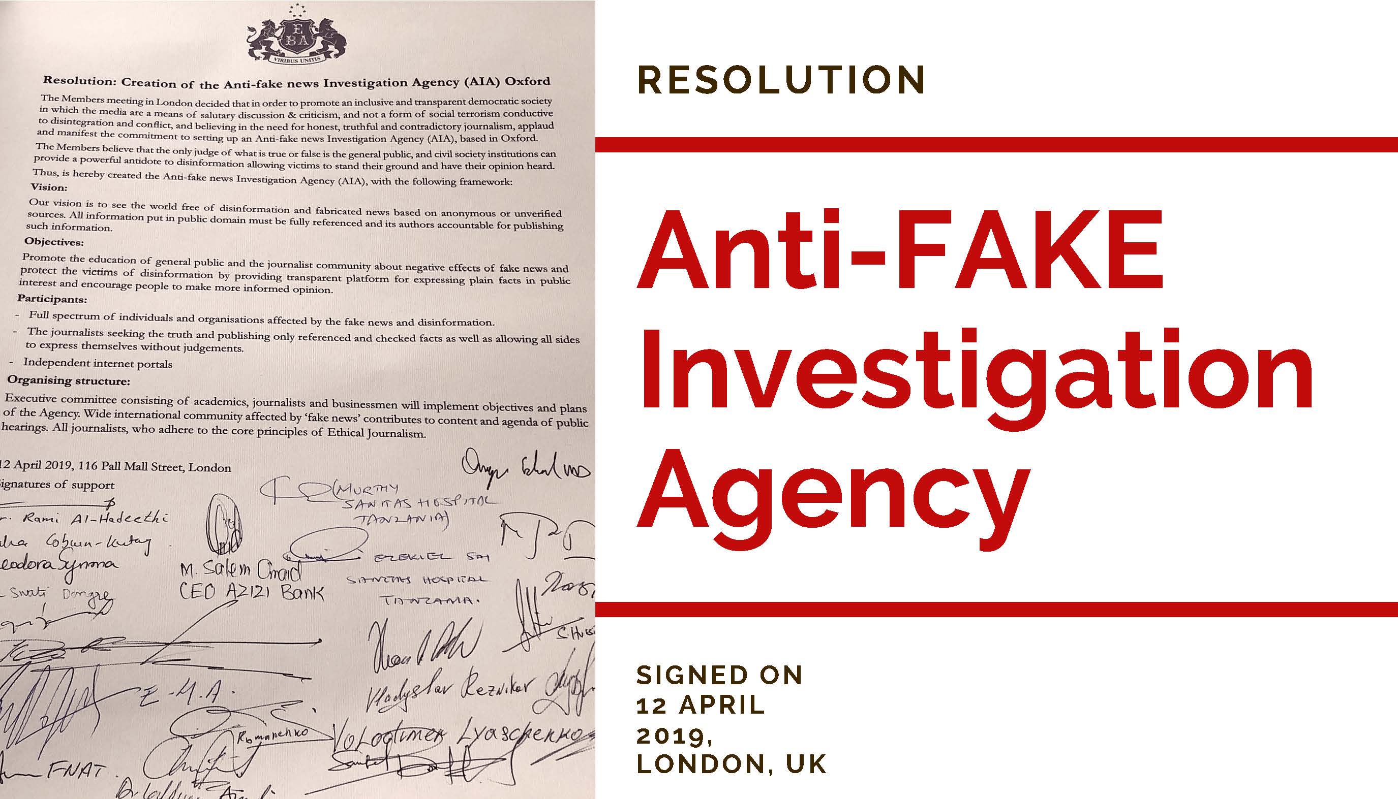 ANTI-FAKE INVESTIGATION AGENCY, a powerful ANTIDOTE to DISINFORMATION and FAKE NEWS